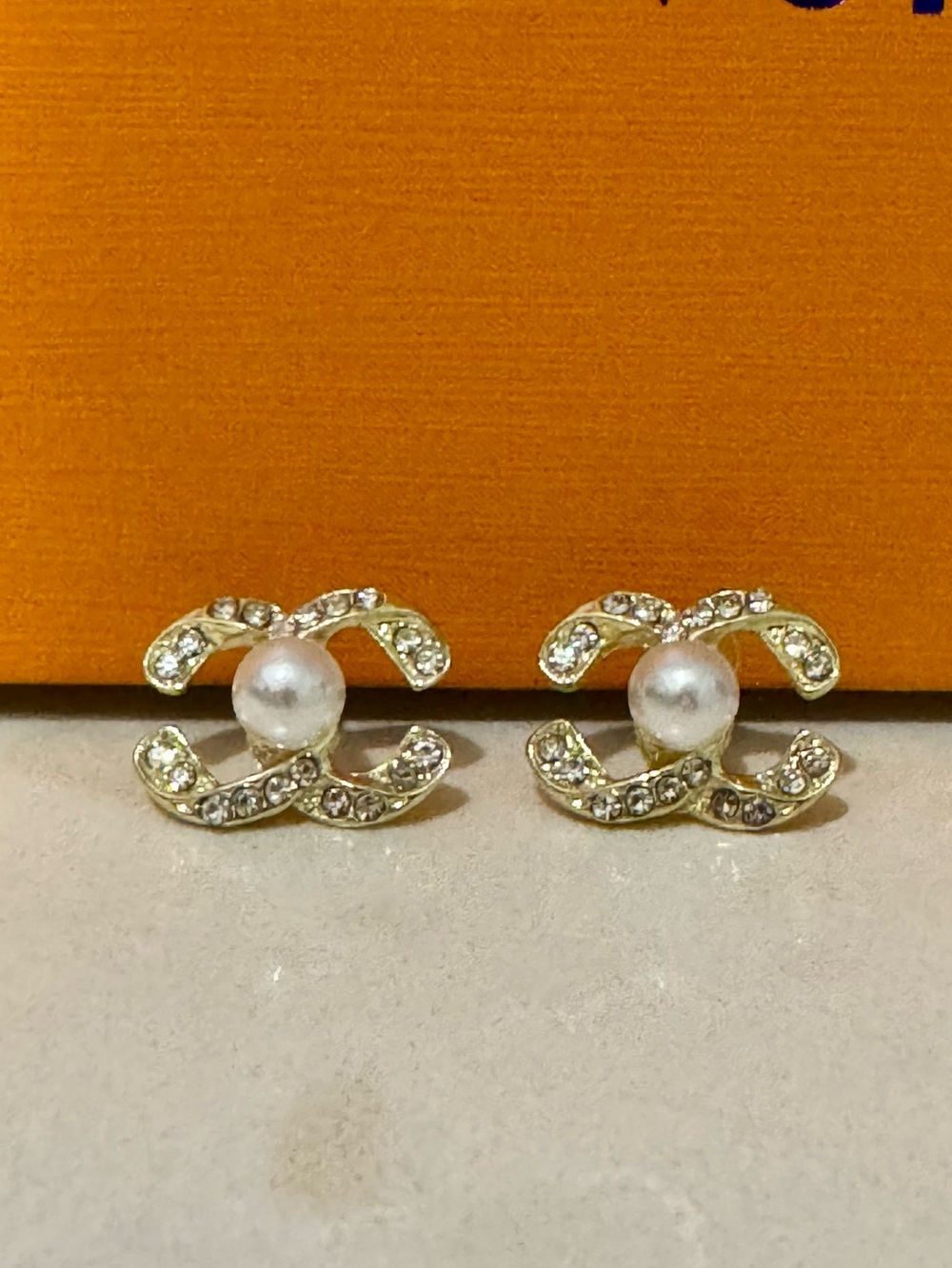 Gold Pearl Stud Earrings
